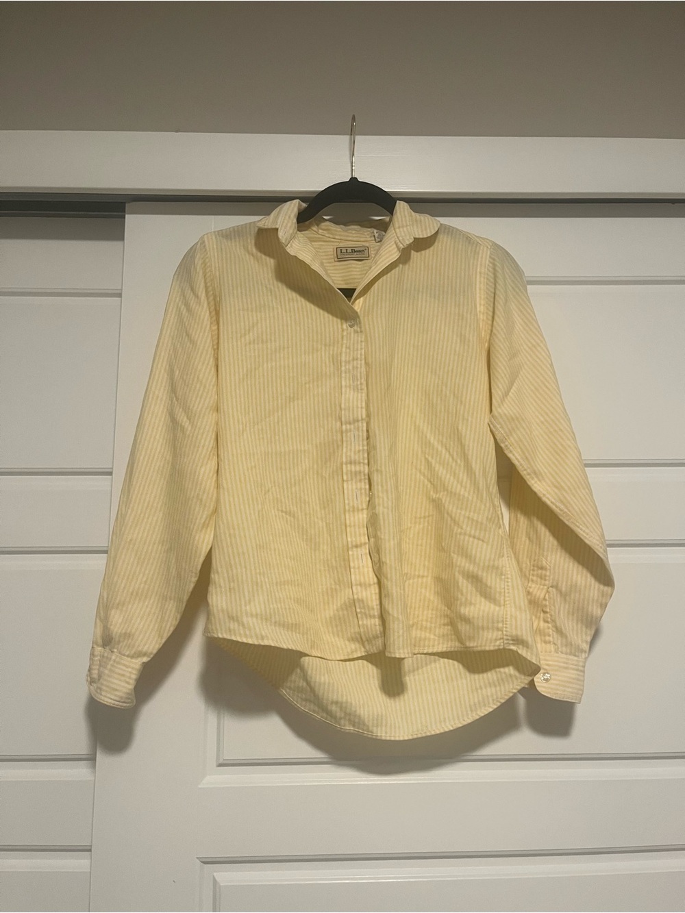 LL Bean Women’s Yellow Striped Button-Down Shirt